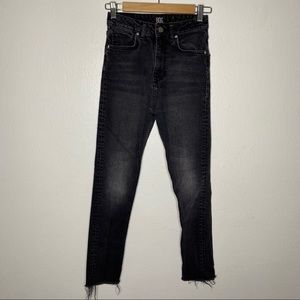 BDG Urban Outfitters High Rise Skinny Washed Out Black Raw Hem Jeans